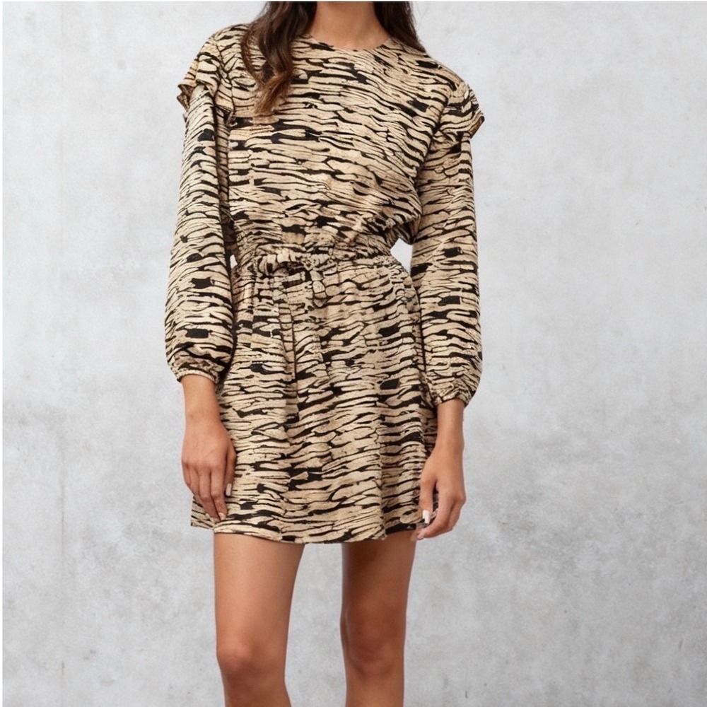 Rails Ora Canyon Animal Print Mini‎ Dress Tan Tiger size Medium